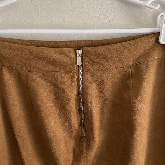Chicos Women SZ 2.5 US 14 Brown Gingersnaps Faux Suede A-Line Midi Skirt - Picture 5 of 8